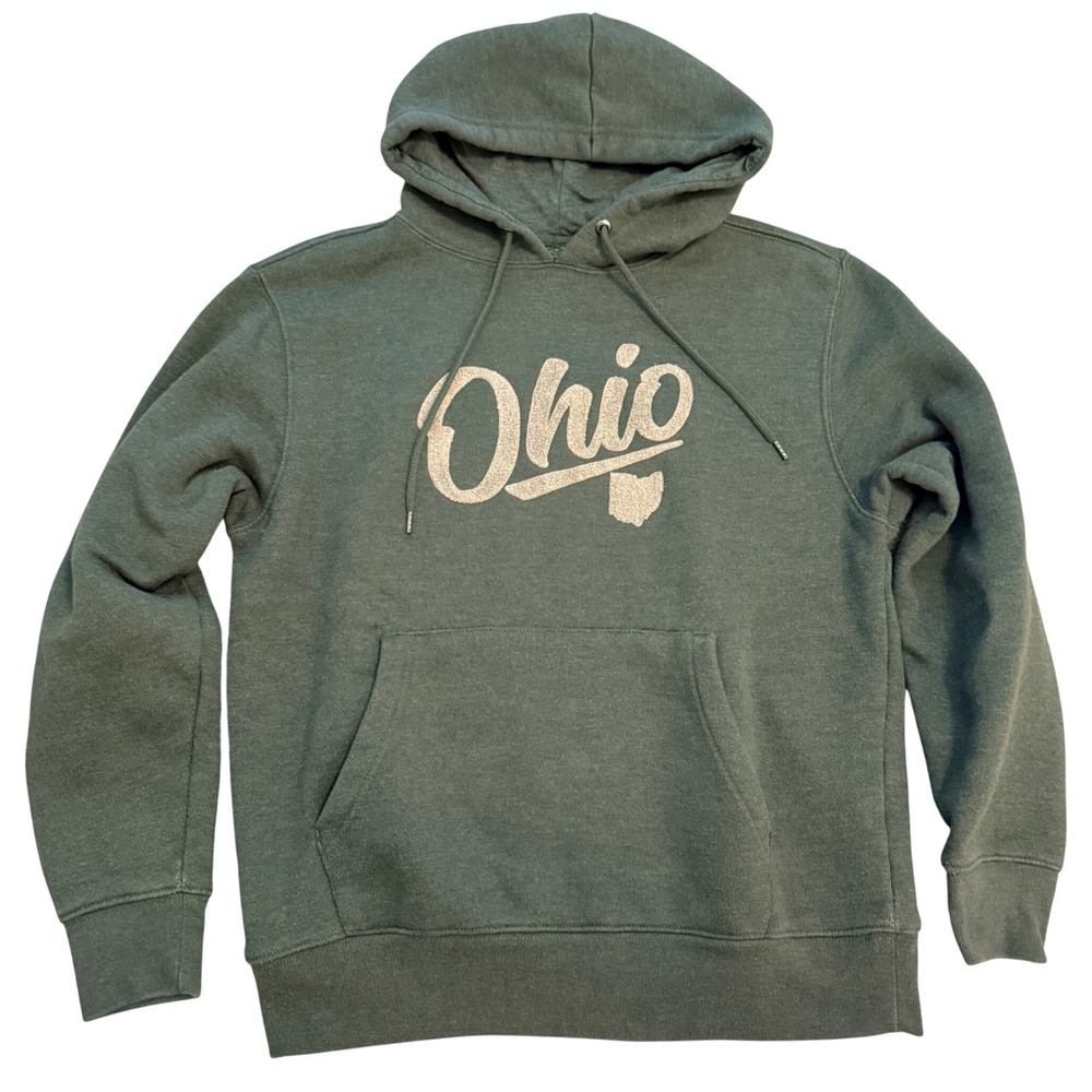 State of Mine Hoodie Mens Medium Green Ohio Graphic Pullover Sweatshirt
